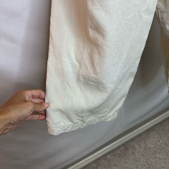 Eileen Fisher Cream Wide-Leg Linen Cropped Pants Size PL - Picture 3 of 6